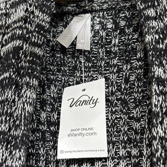 NWT Vanity Y2K Open Front Hooded Sweater Vest Size Medium Fringe Indie Retro - Picture 3 of 9